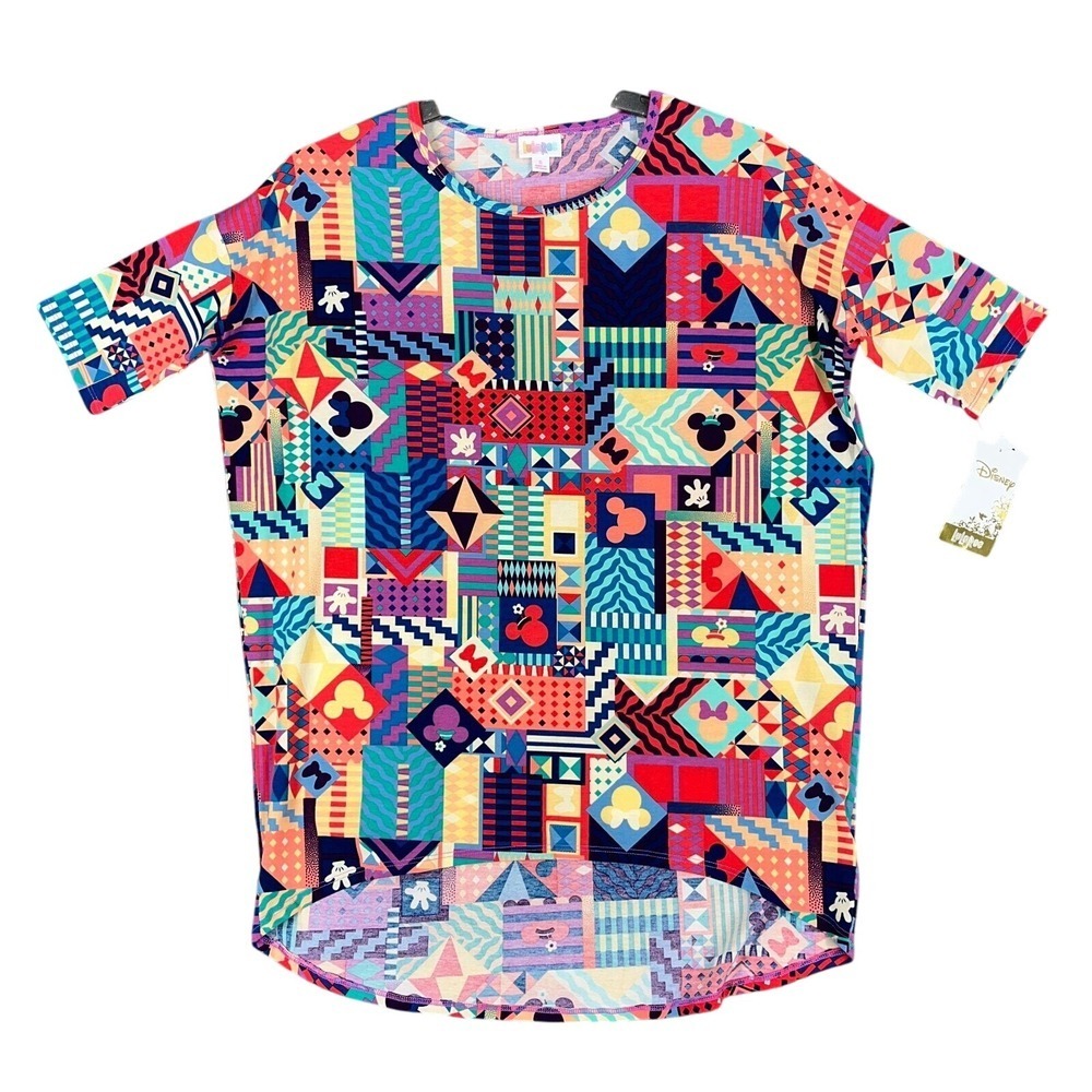 LuLaRoe Disney Shirt Womens S Mickey‎ Mouse Geometric Tunic Bright Colorful